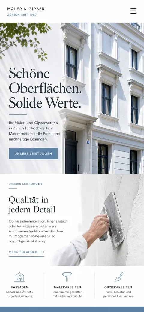 Dieselbe Website auf dem Smartphone