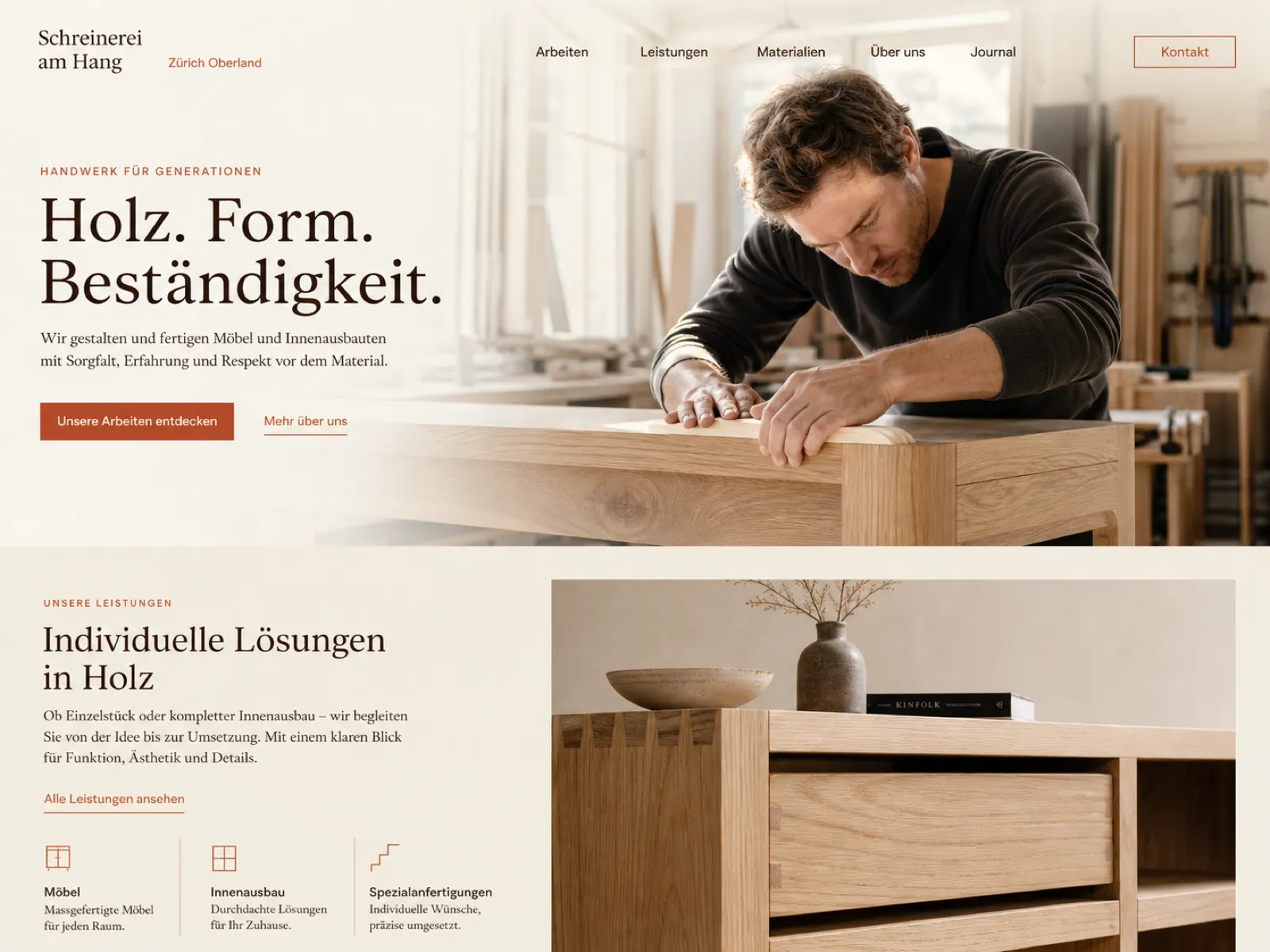Website eines Gartenbaubetriebs auf dem Desktop